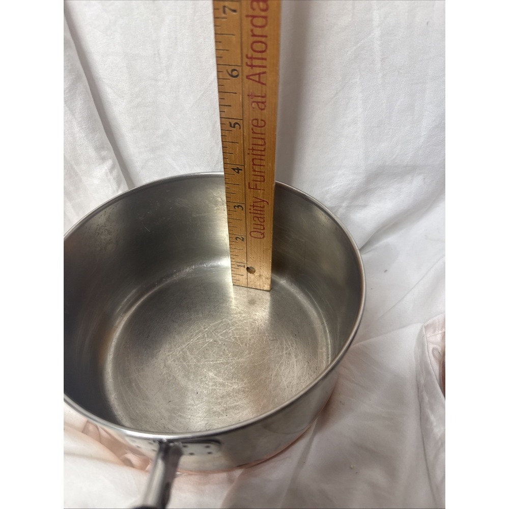 Vintage Revere Ware Sauce Pot Pan 2 Stainless Copper Clad 1 1/2 QT 1QT & Lids - Picture 10 of 13